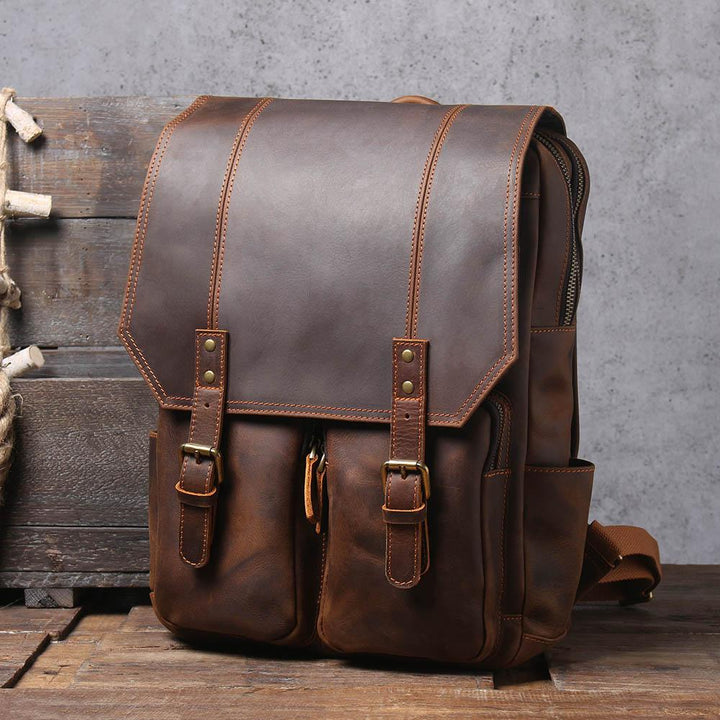 Bruine Leren Rugzak | BIEFELD